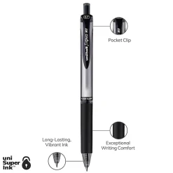 uni-ball® Signo Gel RT™ Retractable Pens, Medium Point, 0.7 mm, Silver Barrel, Black Ink, Pack Of 12 Pens