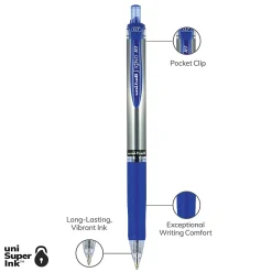 uni-ball® Signo Gel RT™ Retractable Pens, Medium Point, 0.7 mm, Silver Barrel, Blue Ink, Pack Of 12 Pens