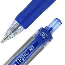uni-ball® Signo Gel RT™ Retractable Pens, Medium Point, 0.7 mm, Silver Barrel, Blue Ink, Pack Of 12 Pens