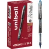 uni-ball® Vision™ Elite™ BLX Infusion Liquid Ink Rollerball Pens, Micro Point, 0.5 mm, Black Barrel, Black/Blue Ink, Pack Of 12