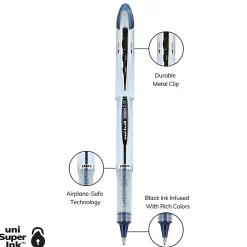 uni-ball® Vision™ Elite™ Liquid Ink Rollerball Pen, Bold Point, 0.8 mm, Silver Barrels, Blue/Black Ink