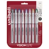 uni-ball® Vision™ Elite™ Liquid Ink Rollerball Pens, Bold Point, 0.8 mm, Black Barrel, Assorted Ink Colors, Pack Of 8