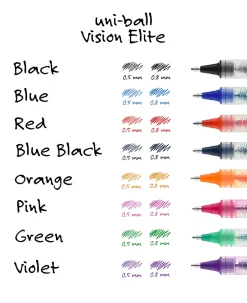 uni-ball® Vision™ Elite™ Liquid Ink Rollerball Pens, Bold Point, 0.8 mm, Silver Barrel, Black Ink, Pack Of 8