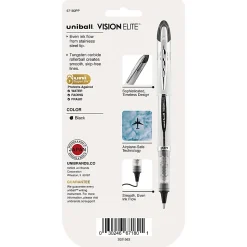 uni-ball® Vision™ Elite™ Liquid Ink Rollerball Pens, Bold Point, 0.8 mm, White Barrel, Black Ink, Pack Of 4