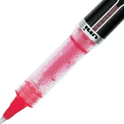 uni-ball® Vision™ Elite™ Liquid Ink Rollerball Pens, Micro Point, 0.5 mm, Black Barrel, Red Ink, Pack Of 12