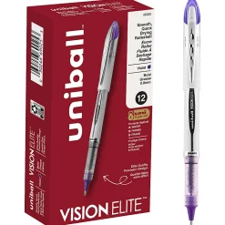 uniball Vision Elite Rollerball Pens, Bold Point (0.8mm), Violet, 12 Count