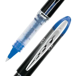 uni-ball® Vision™ Elite™ Rollerball Pens, Ultra-Fine Point, 0.5 mm, Black Barrel, Blue Ink, Pack Of 12 Pens