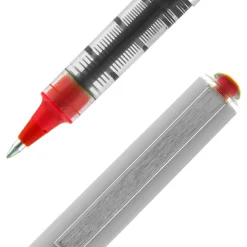 uni-ball® Vision™ Liquid Ink Rollerball Pen, Fine Point, 0.7 mm, Gray Barrel, Red Ink