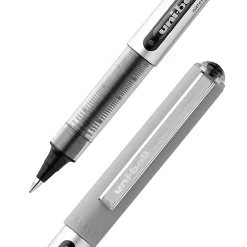 uni-ball® Vision™ Liquid Ink Rollerball Pens, Fine Point, 0.7 mm, Gray Barrel, Blue Ink, Pack Of 5 Pens
