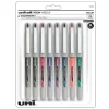 uni-ball® Vision™ Liquid Ink Rollerball Pens, Needle/Fine Point, 0.7 mm, Gray Barrel, Assorted Ink Colors, Pack Of 8 Pens