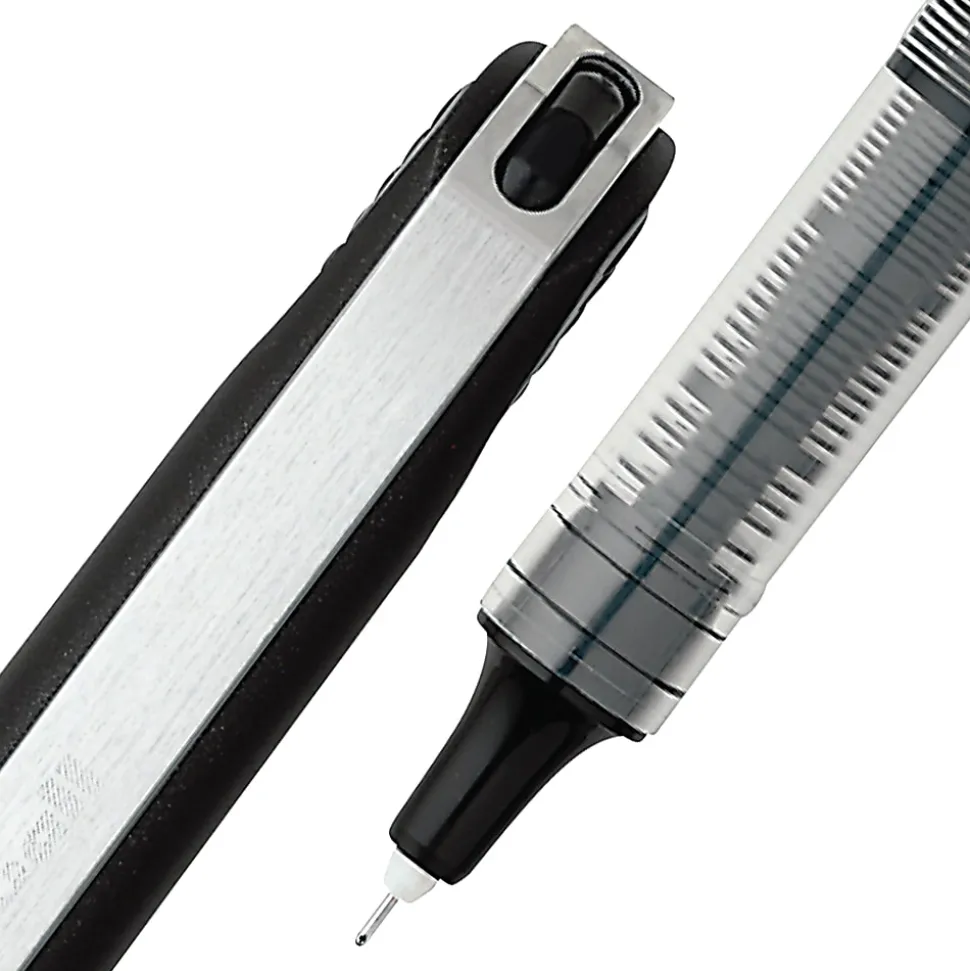 uni-ball® Vision™ Needle Liquid Ink Rollerball Pens, Micro Point, 0.5 mm, Black Barrel, Black Ink, Pack Of 12