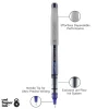 uni-ball® Vision™ Needle Liquid Ink Rollerball Pens, Fine Point, 0.7 mm, Gray Barrel, Blue Ink, Pack Of 12