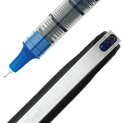 uni-ball® Vision™ Needle Liquid Ink Rollerball Pens, Micro Point, 0.5 mm, Black Barrel, Blue Ink, Pack Of 12