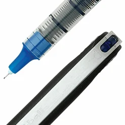 uni-ball® Vision™ Needle Liquid Ink Rollerball Pens, Micro Point, 0.5 mm, Black Barrel, Blue Ink, Pack Of 12