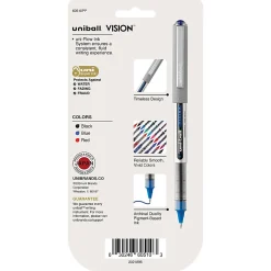 uni-ball® Vision™ Rollerball Pens, Fine Point, 0.7 mm, Gray Barrel, Assorted Ink Colors, Pack Of 5