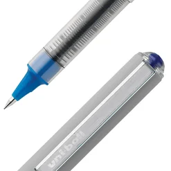 uni-ball® Vision™ Rollerball Pens, Fine Point, 0.7 mm, Gray Barrel, Blue Ink, Pack Of 12