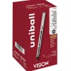 uni-ball® Vision™ Rollerball Pens, Fine Point, 0.7 mm, Gray Barrel, Black Ink, Pack Of 36