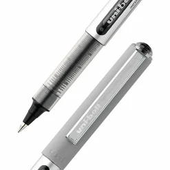 uni-ball® Vision™ Rollerball Pens, Fine Point, 0.7 mm, Gray Barrel, Black Ink, Pack Of 36