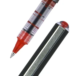 uni-ball® Vision™ Rollerball Pens, Micro Point, 0.5 mm, Black Barrel, Red Ink, Pack Of 12