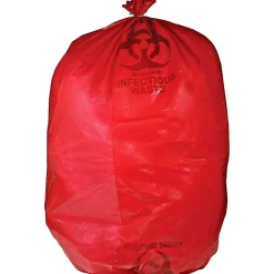 Unimed Red Biohazard Waste Bags, 30-33 Gallons, Box Of 50