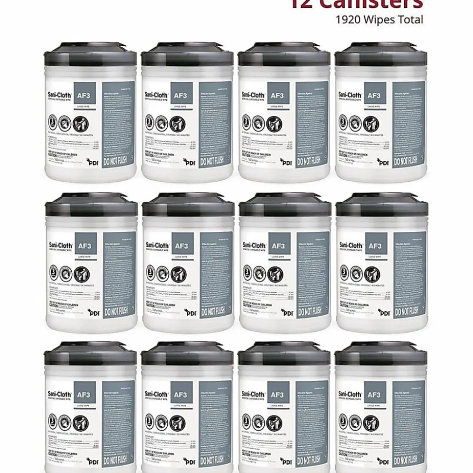 Unimed Sani-Cloth Alcohol-Free Germicidal Wipes, 6" x 6 3/4", Tub Of 160