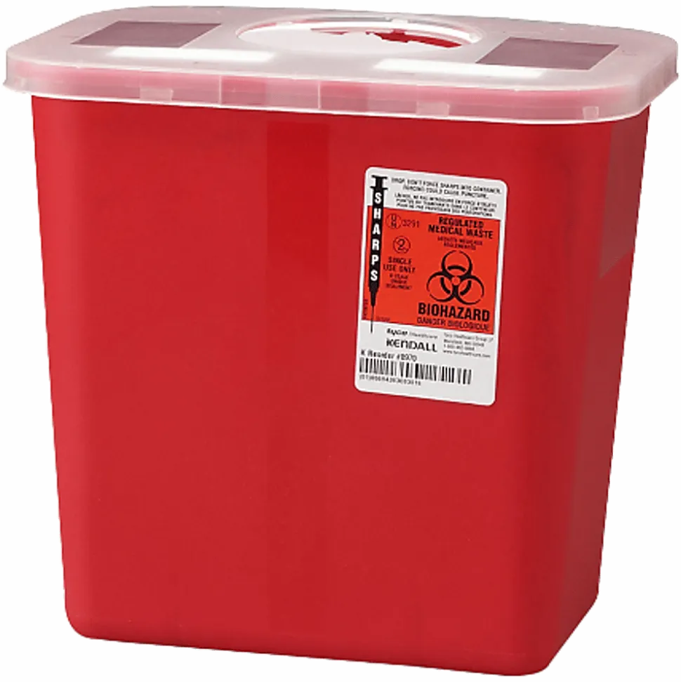 Unimed Sharps Container With Rotor Lid, 2 Gallon