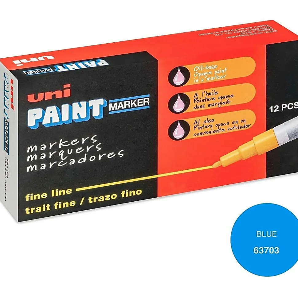 Uni-Paint® Markers, Fine Point, Blue, Pack Of 12