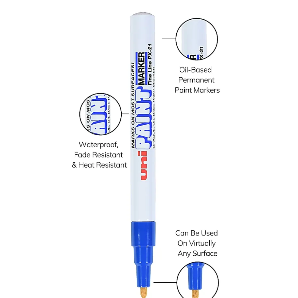 Uni-Paint® Markers, Fine Point, Blue, Pack Of 12