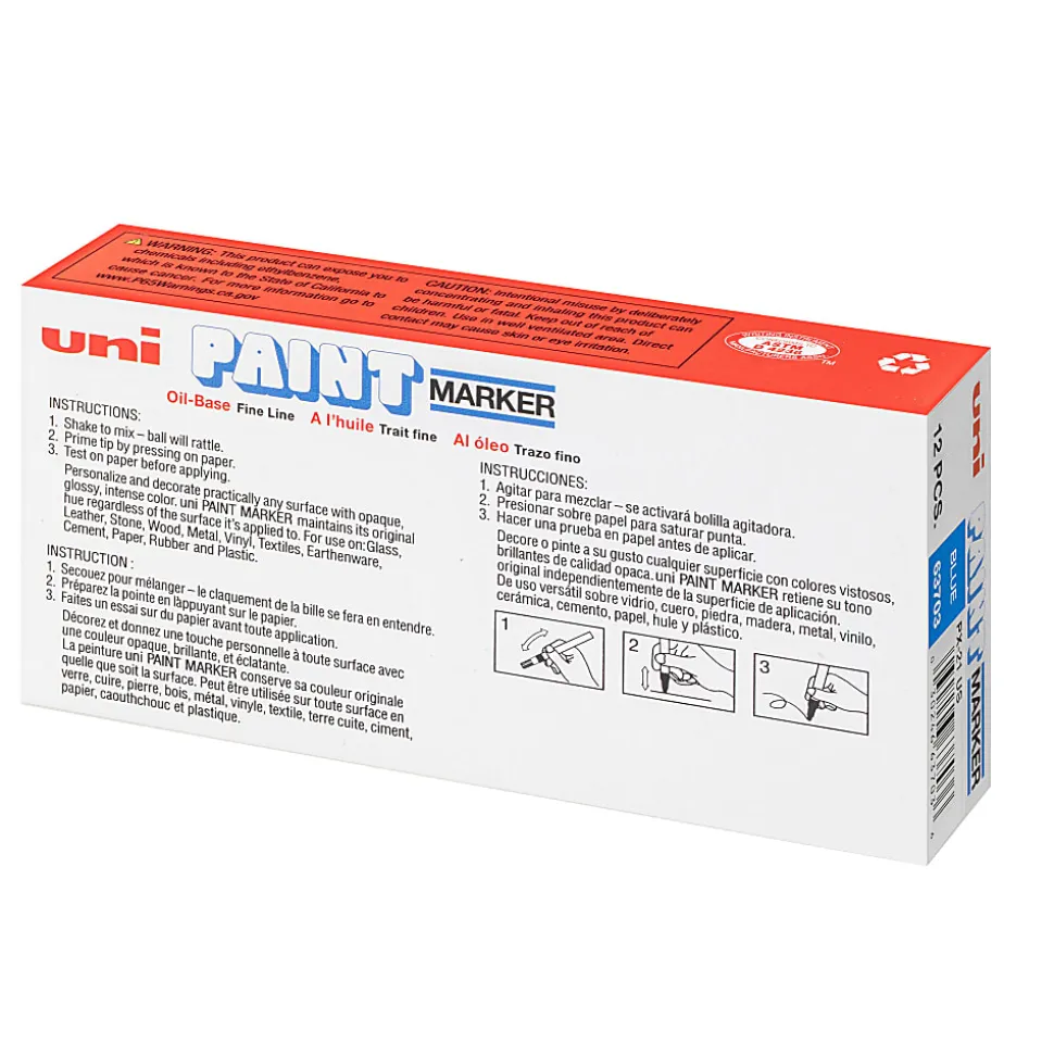 Uni-Paint® Markers, Fine Point, Blue, Pack Of 12