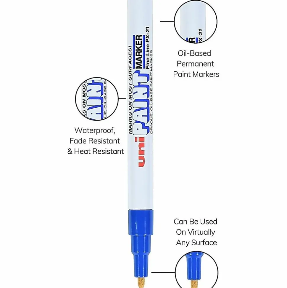Uni-Paint® Markers, Fine Point, Blue, Pack Of 12