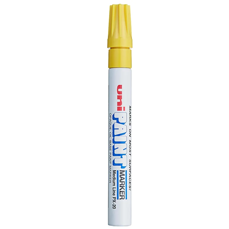 Uni-Paint® Markers, Medium Point, Yellow, Pack Of 12