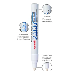 Uni-Paint® Markers, Medium Point, White, Pack Of 12