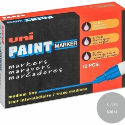Uni-Paint® Markers, Medium Point, Silver, Pack Of 12
