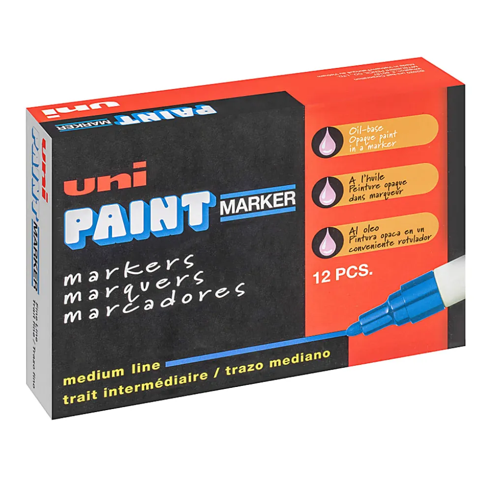 Uni-Paint® Markers, Medium Point, Silver, Pack Of 12