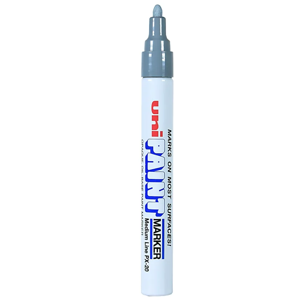 Uni-Paint® Markers, Medium Point, Silver, Pack Of 12