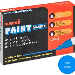 Uni-Paint® Markers, Medium Point, Blue, Pack Of 12