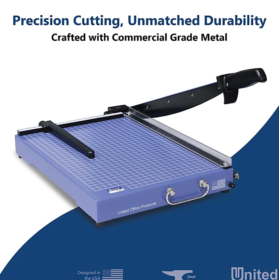 United Commercial Guillotine Paper Trimmer, 15”, Blue