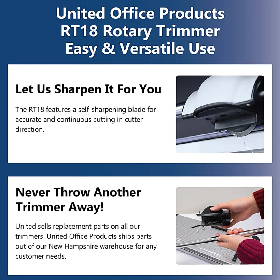 United Commercial Rotary Paper Trimmer, 18”, Silver