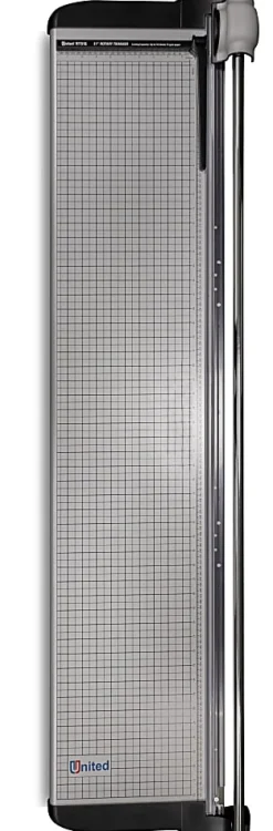 United Commercial Rotary Paper Trimmer With Stand And Fabric Catch Tray, 51”, Silver
