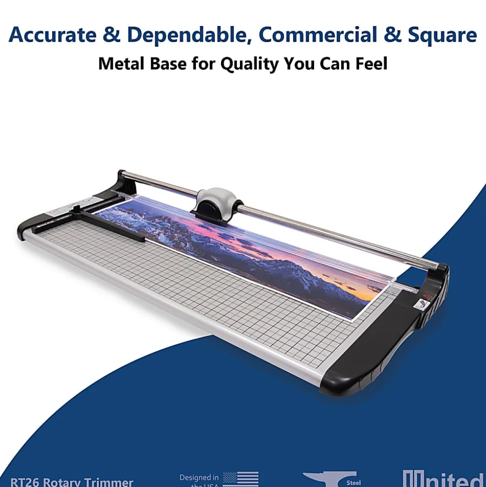 United Commercial Rotary Paper Trimmer, 26”, Silver