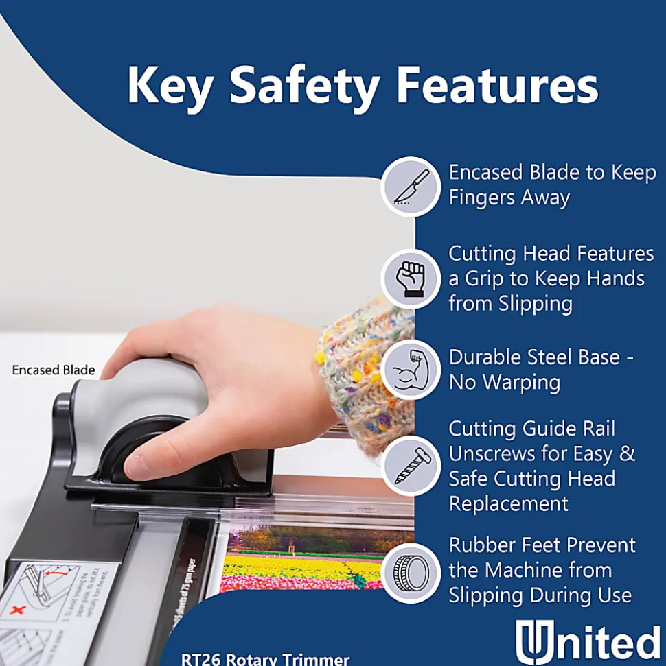 United Commercial Rotary Paper Trimmer, 26”, Silver