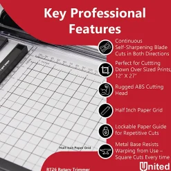 United Commercial Rotary Paper Trimmer, 26”, Silver