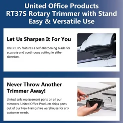 United Commercial Rotary Paper Trimmer With Stand And Fabric Catch Tray, 38”, Silver