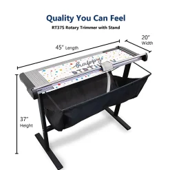 United Commercial Rotary Paper Trimmer With Stand And Fabric Catch Tray, 38”, Silver