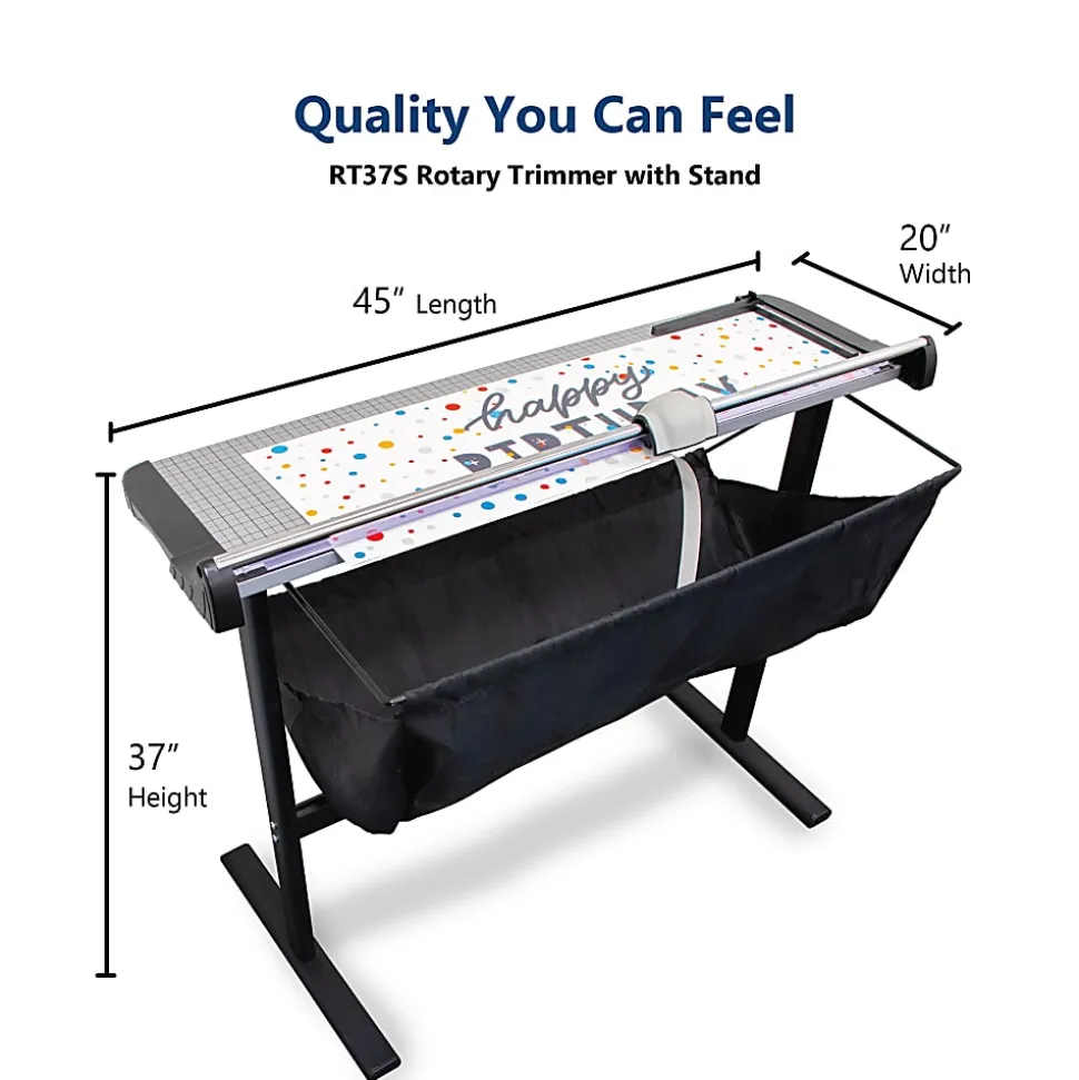 United Commercial Rotary Paper Trimmer With Stand And Fabric Catch Tray, 38”, Silver