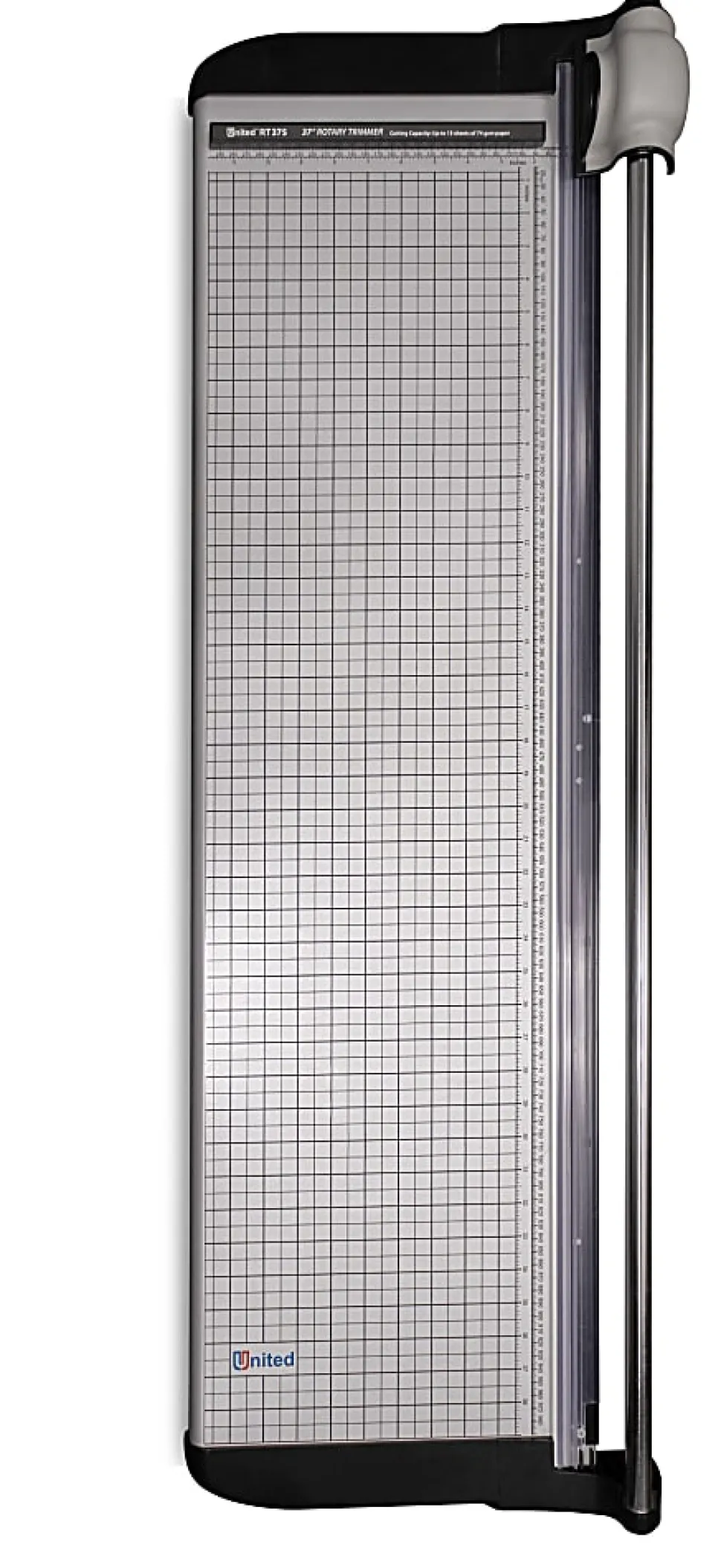 United Commercial Rotary Paper Trimmer With Stand And Fabric Catch Tray, 38”, Silver