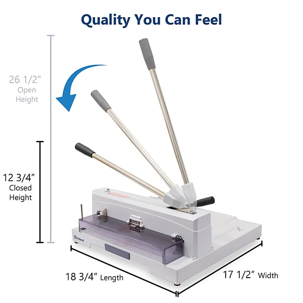 United C12 Tabletop Guillotine Paper Cutter With LED Laser Cut Line, 14.5”, Gray