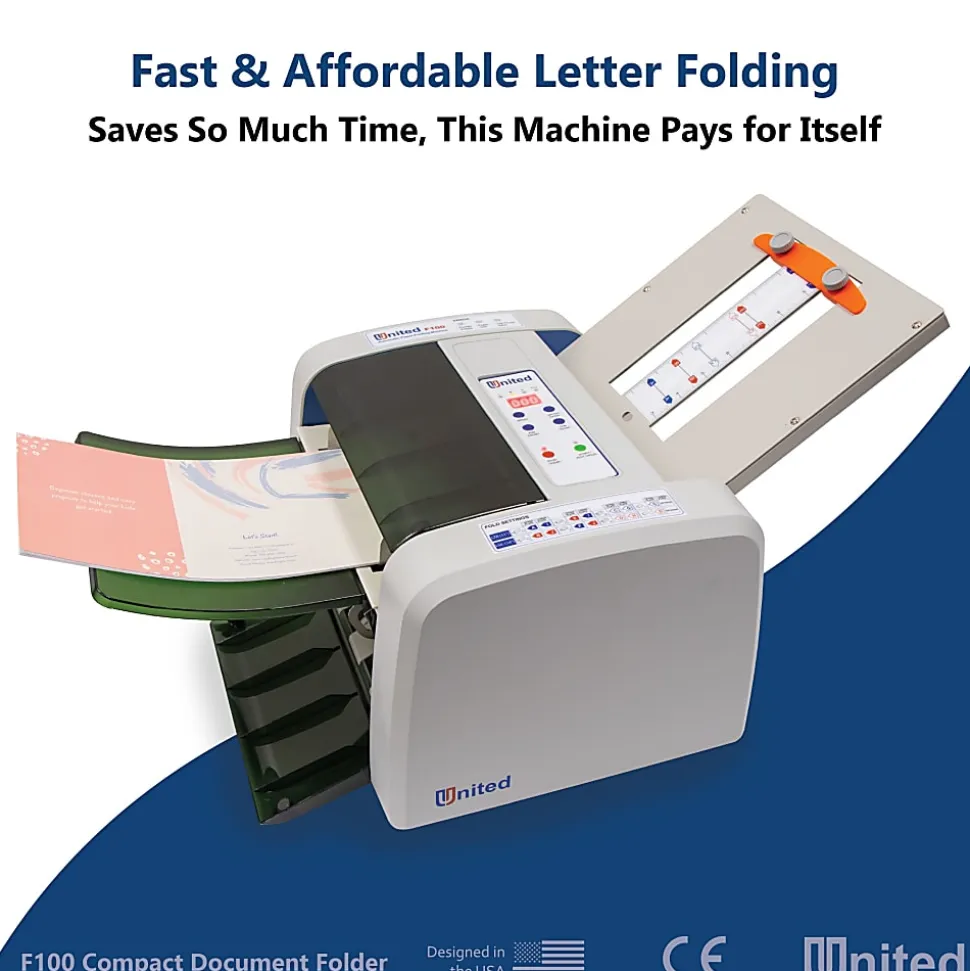 United F100 Desktop Paper & Letter Folder, 200-Sheet Capacity, Gray