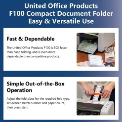 United F100 Desktop Paper & Letter Folder, 200-Sheet Capacity, Gray