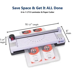 United LT13 6-In-1 Thermal & Cold Laminator With Paper Trimmer And Corner Rounder, 13